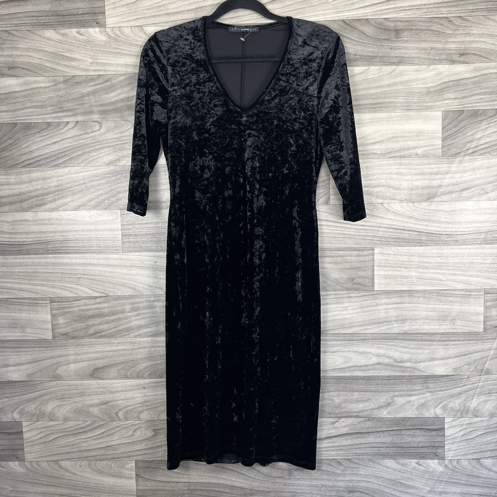 To the Max Cocktail Dress Womens S Black Velvet V Neck‎ Witchy Steampunk Goth